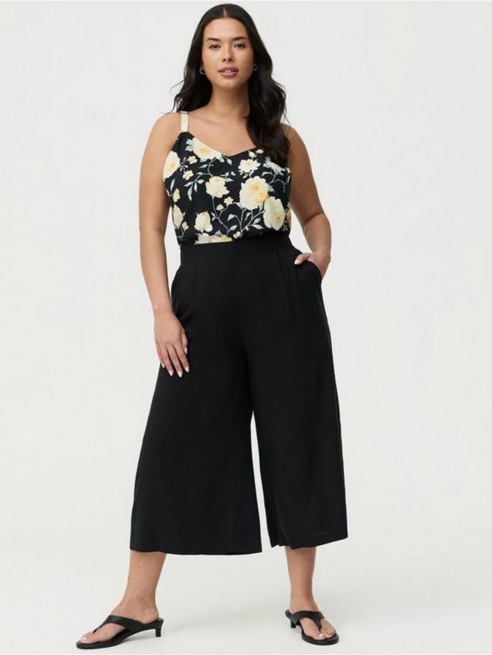 Torrid Pull-on Challis Crop Wide-Leg Pant in Deep Black